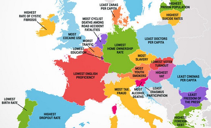Europe Map Shows At What Every Country Is Worst This Is Italy